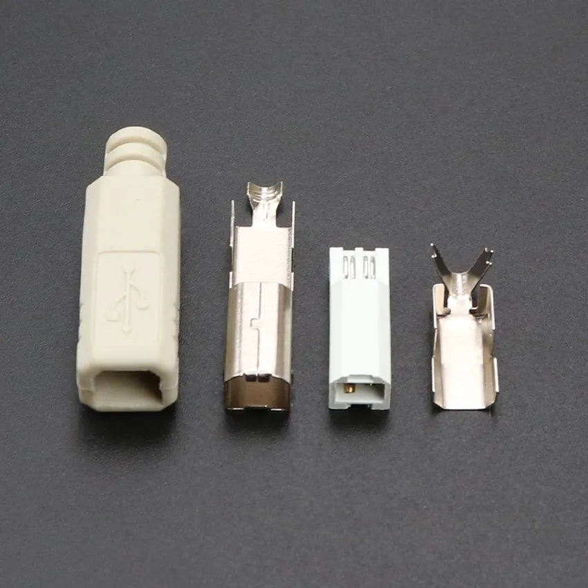 YuXi USB 2.0 B Type Male Four-piece DIY USB Connector DIY Soldering Printer Tail Charging USB Jack Port Plug