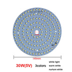 LED Light Beads bulb Light Source SMD 5730 board chip Round 5w 10W 30W Surface night DC 5V Dimmable DIY White Warm repair lamp