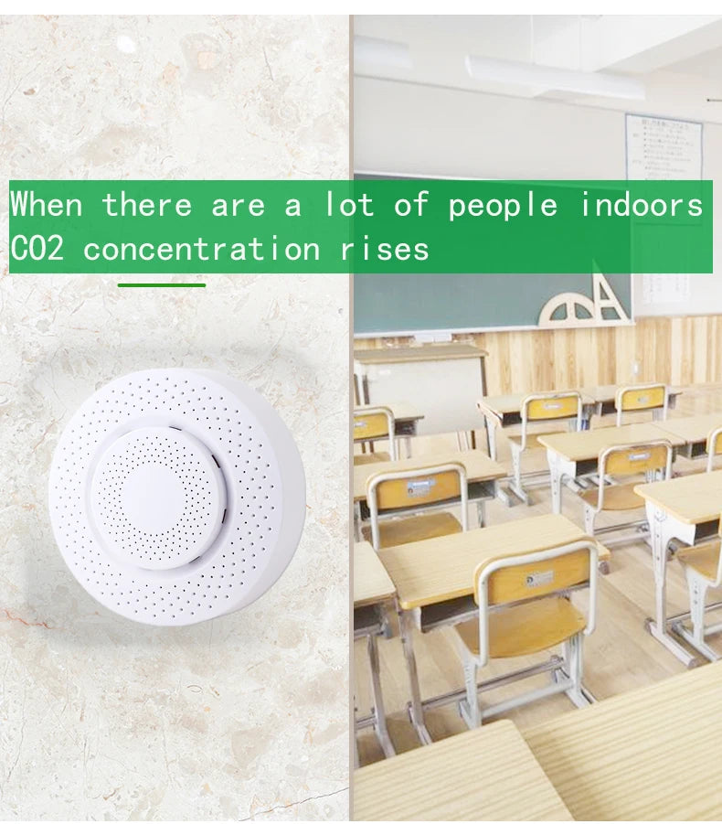 Tuya CO2 Carbon Dioxide Sensor CO2 Detector NDIR High-Precision Measurement Exceeds Standard Alarm Smart Home Linkage Tuya Senso