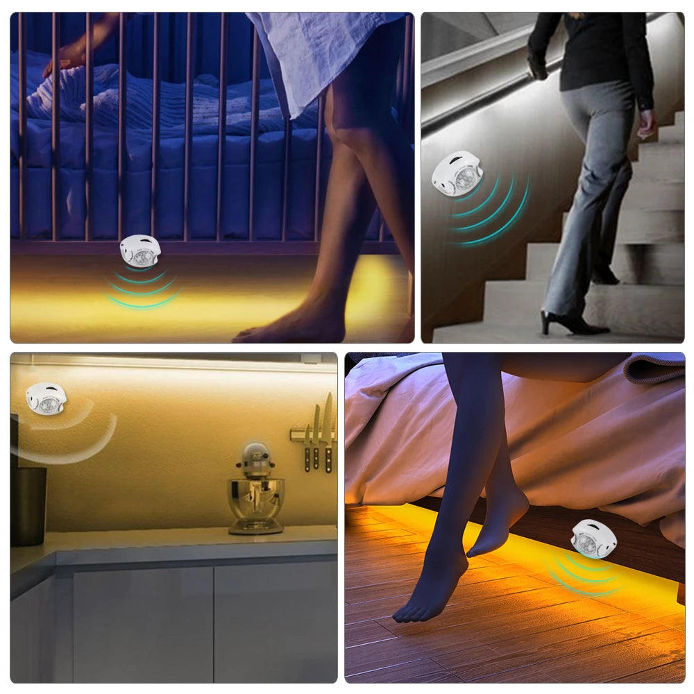 12V PIR Motion Sensor LED Strip Lights Auto On/Off Stair Wardrobe Closet Kitchen Backlight 1M-5M Human Infrared Sensing LED Tape