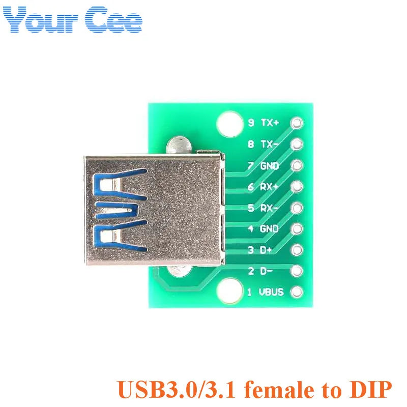 5pcs/1pc USB To DIP Adapter Pin Board Micro / Mini / Port USB Male and Female Head 2.0/3.0/3.1 Type-C to DIP Converter Plate