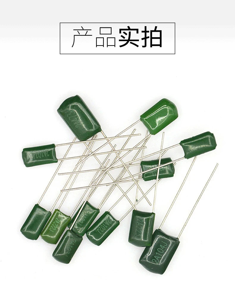 50pcs Polyester Film Capacitor 2A471J 2A102J 2A152J 2A222J 2A392J 2A332J 2A472J 2A103J 2A473J 2A104J 100v 100nf 10nf 1nf 22nf