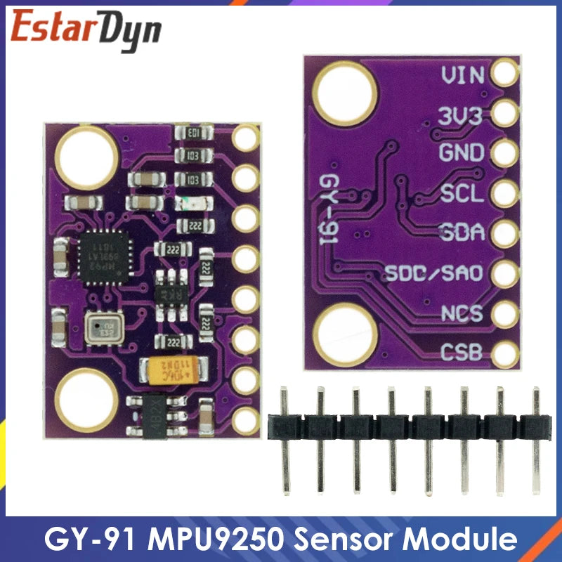MPU-9250 MPU9250 BMP280 SPI IIC/I2C 10DOF Acceleration Gyroscope Compass 9-Axis Sensor Board Module GY-91 For 3-5V
