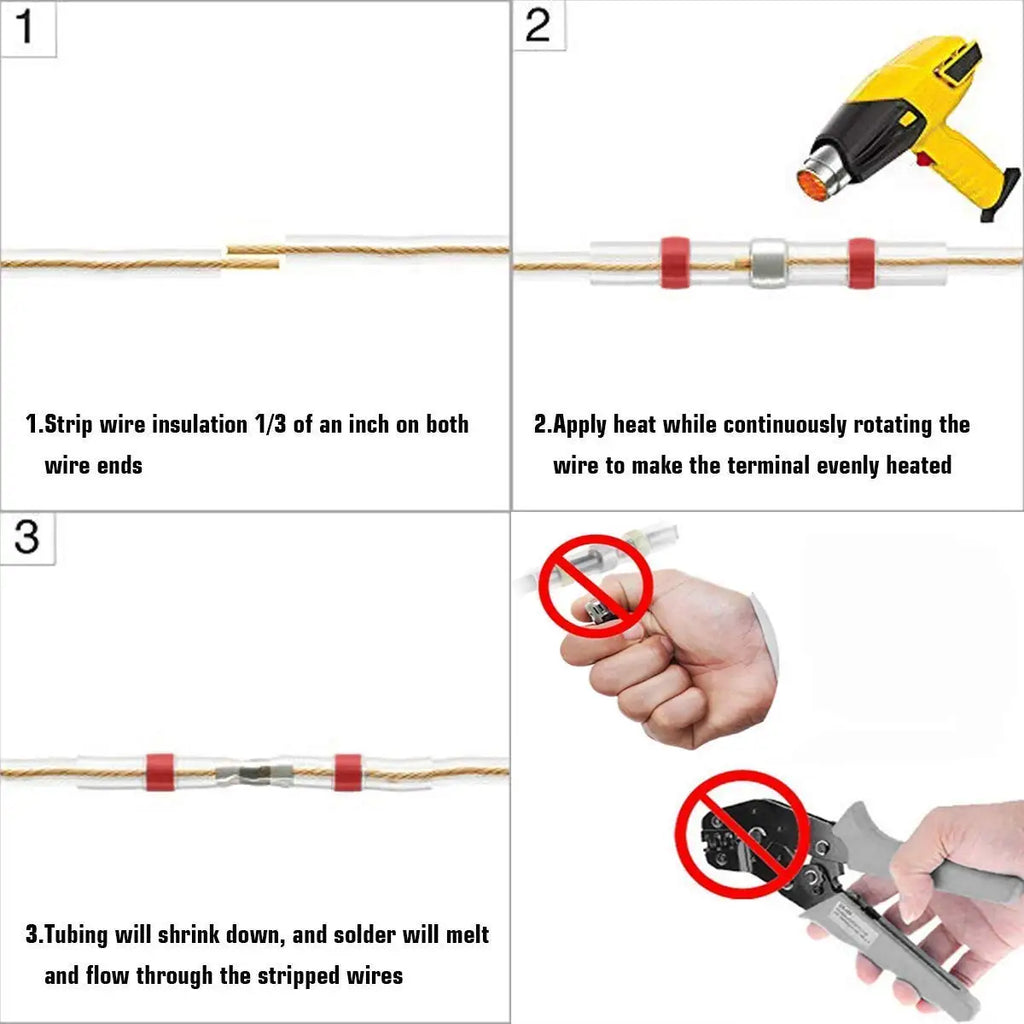 Solder Seal Wire Connectors - Heat Shrink Solder Butt Connectors - Solder Connector Kit - Automotive Insulated Waterproof