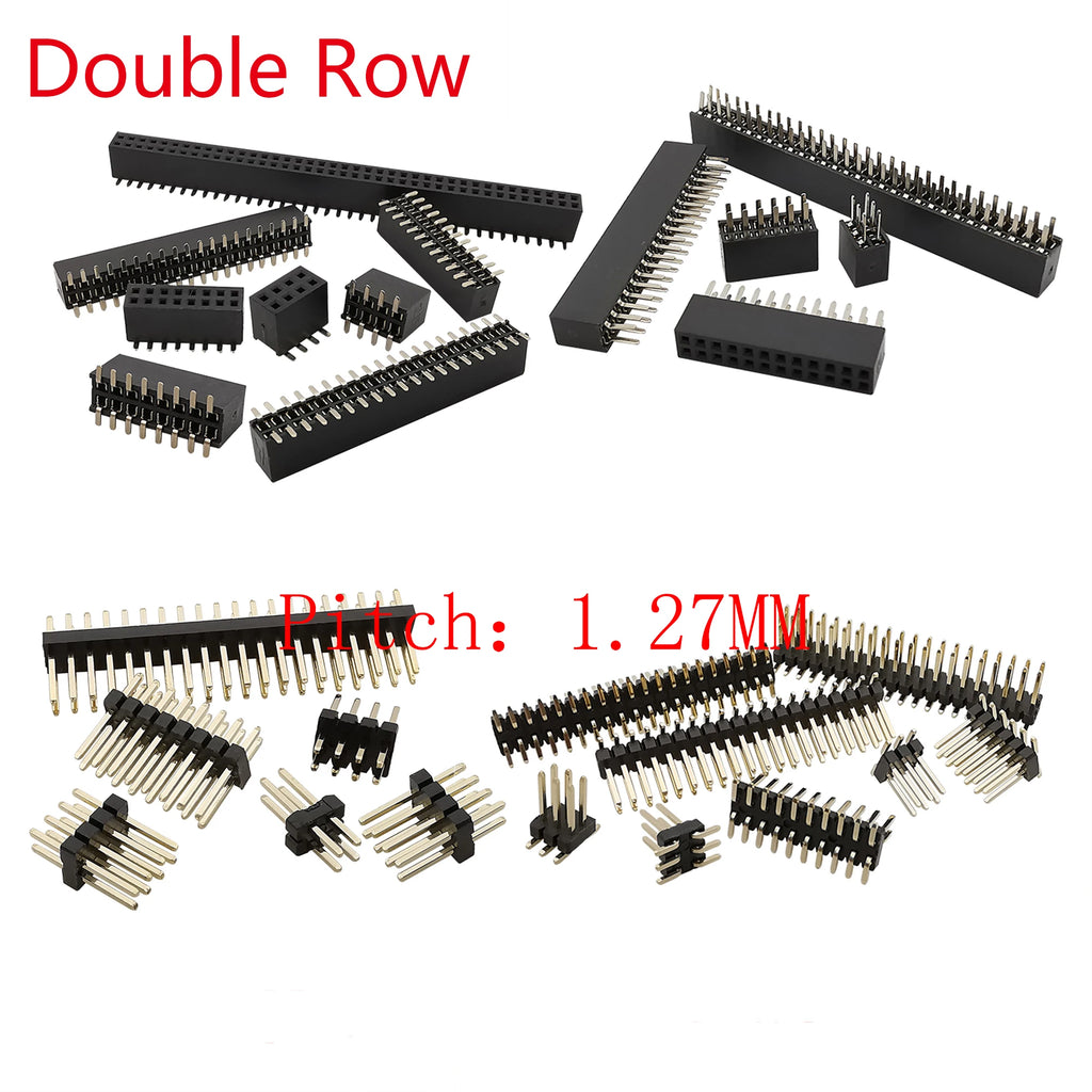 10Pcs 1.27mm Pitch 2x2P-50Pin Double Row Male Female Pin Header PCB Board Connector 1.27 mm Pinheader Socket SMD SMT