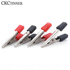 10pcs Test Metal Alligator Clip Plastic Handle Cable Lead Test Charging Clamp Metal Crocodile Clamp Length 50mm 35mm