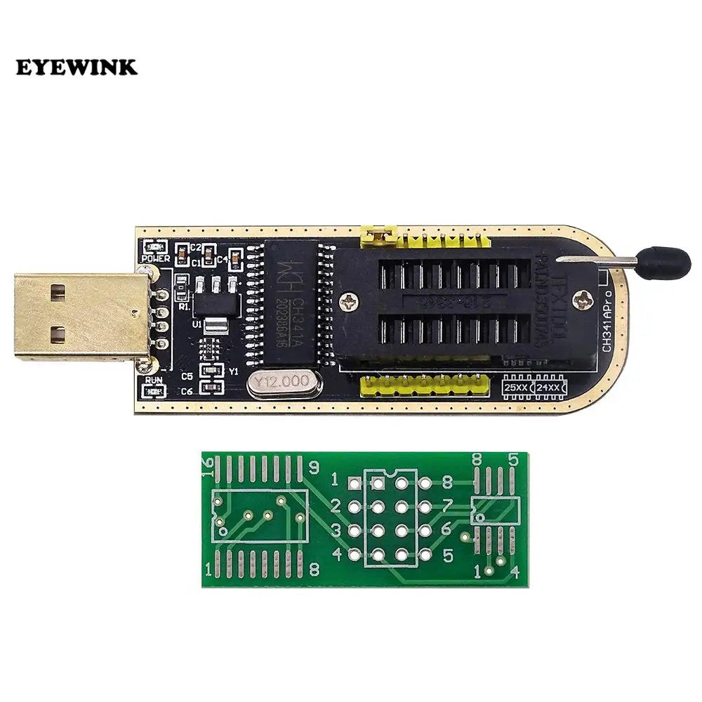 CH341A 24 25 Series EEPROM Flash BIOS USB Programmer Module + SOIC8 SOP8 Test Clip + 1.8V adapter + SOIC8 adapter DIY KIT