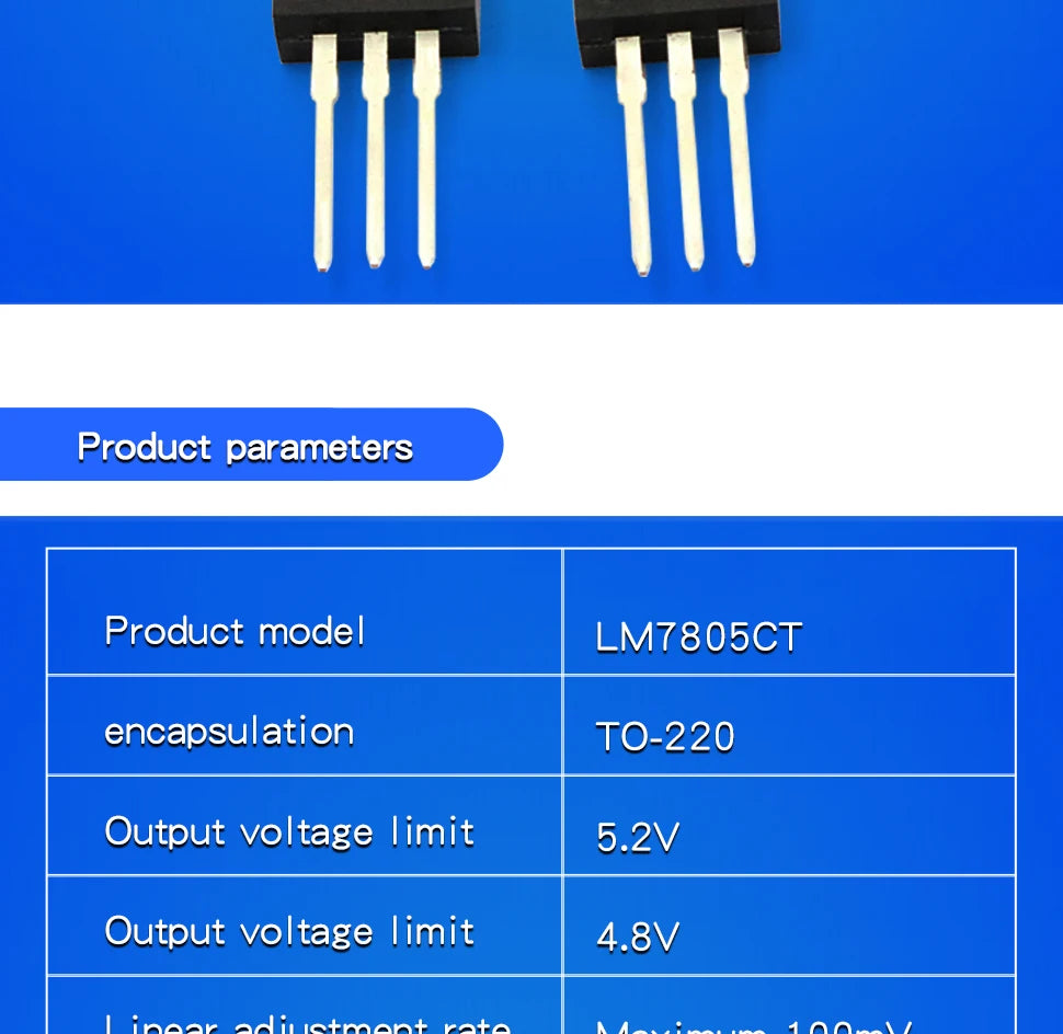 10Pcs LM7805CT CJ78M05 LM317BTG LM7905CT LM317T L7812CV LM317AT L7915CV TO220 L7805CD2T Voltage Regulator IC 5V 1.5A TO-220