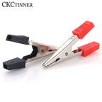 10pcs Test Metal Alligator Clip Plastic Handle Cable Lead Test Charging Clamp Metal Crocodile Clamp Length 50mm 35mm