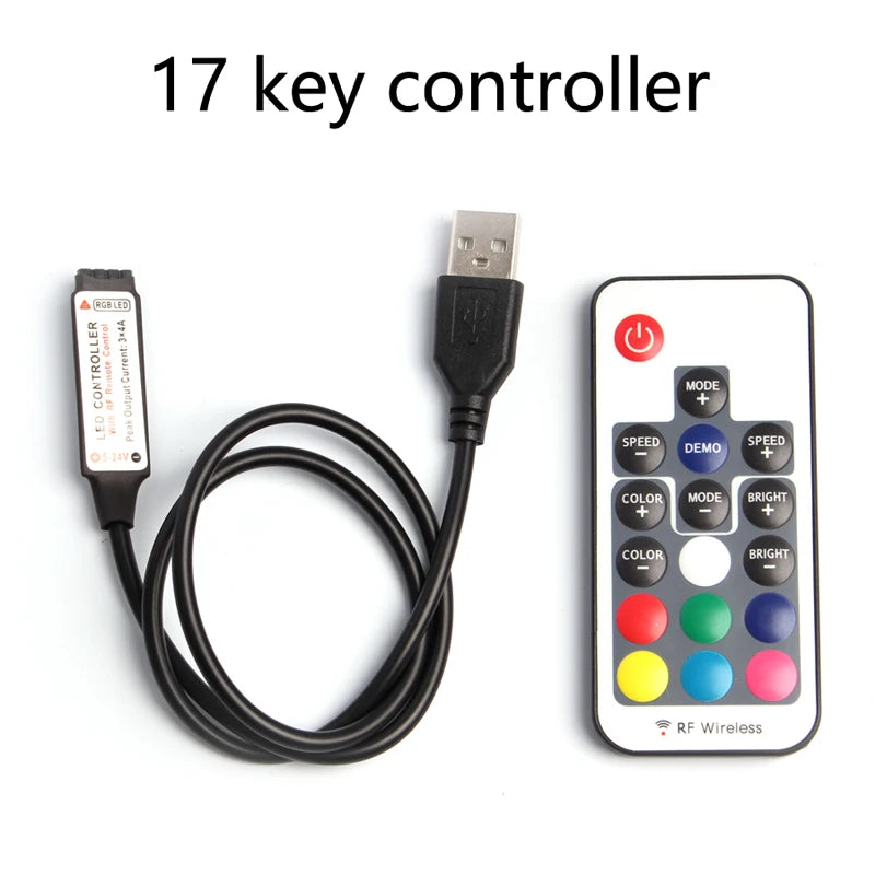 USB LED RGB Controller For 5V USB LED Strip Light Wireless IR RF Remote Controller SMD 2835 5050 RGB LED Strip Controller