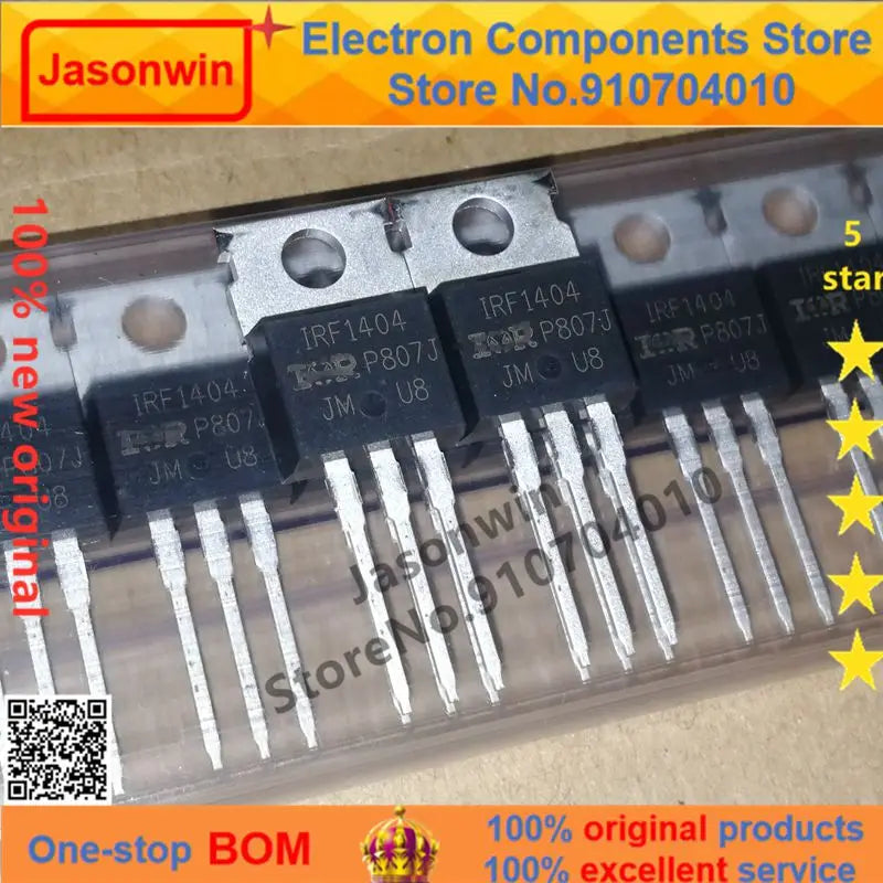 Jasonwin 100% new and original 50 units/lot MOSFET IRF1404PBF IRF1404 40V 202A TO-220 Transistor