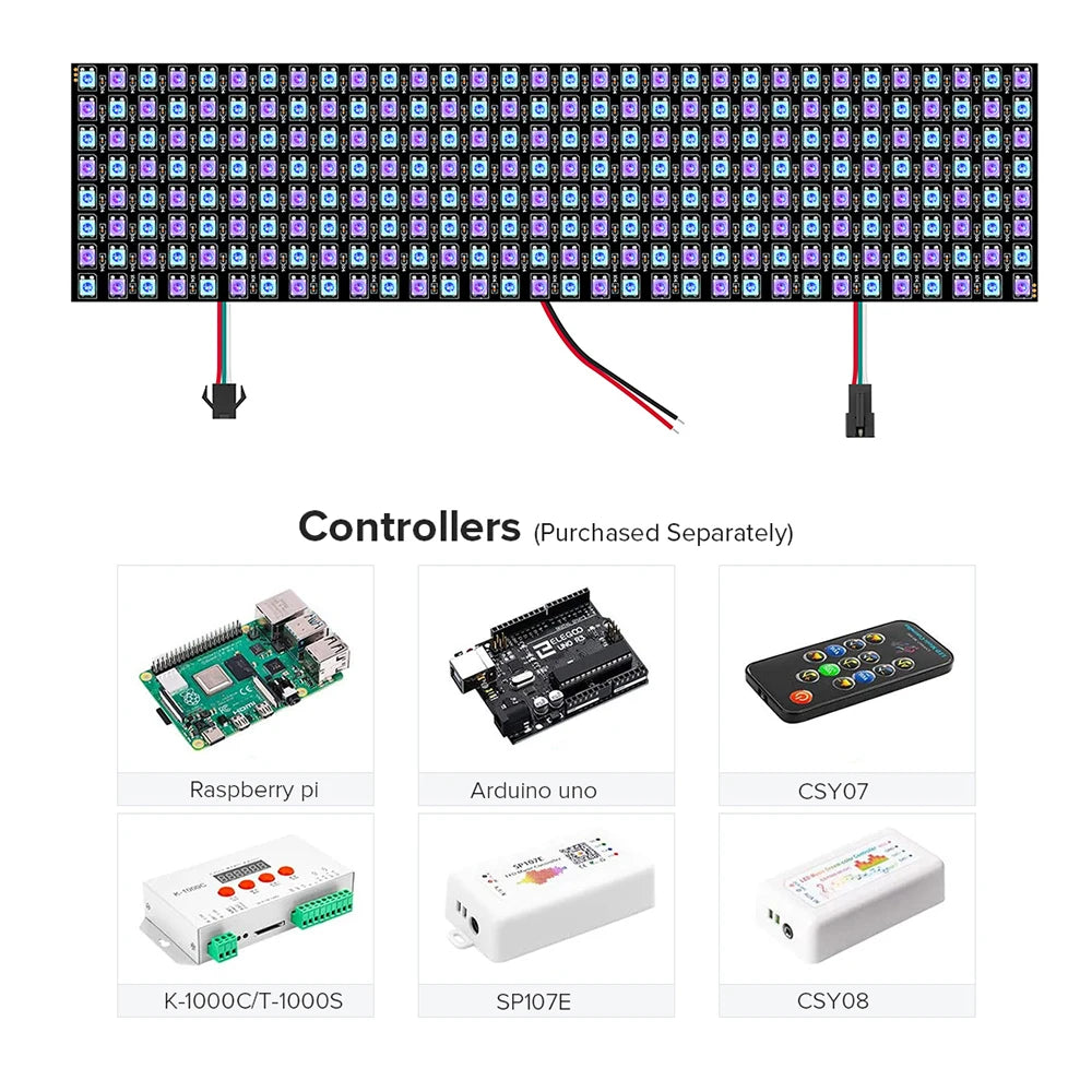1-10Pcs WS2812B RGB Flexible 16x16 8x32 256Leds Pixel Panel Matrix Screen Led Module WS2812 IC ECO Individually Addressable DC5V