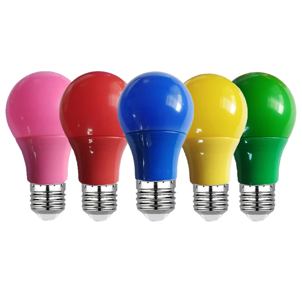 Colorful Led Light Bulb E27 3W 5W 7W 9W Lamp AC220V 110V Red Blue Green Yellow Pink Lamparas Lampara For Bar KTV Party Lights