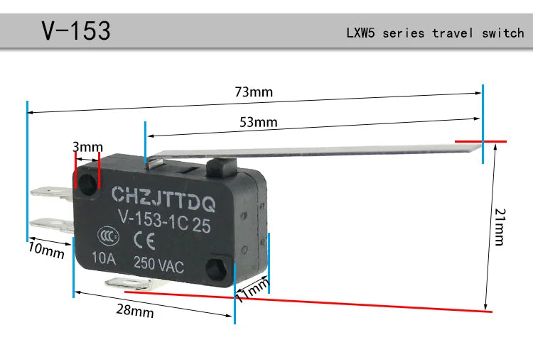 5PCS Momentary Micro Limit Switch CHZJTTDQ V-15.V-151.V-152.V-153.V-154.V-155.V-156   Travel switch limit switch silver contact