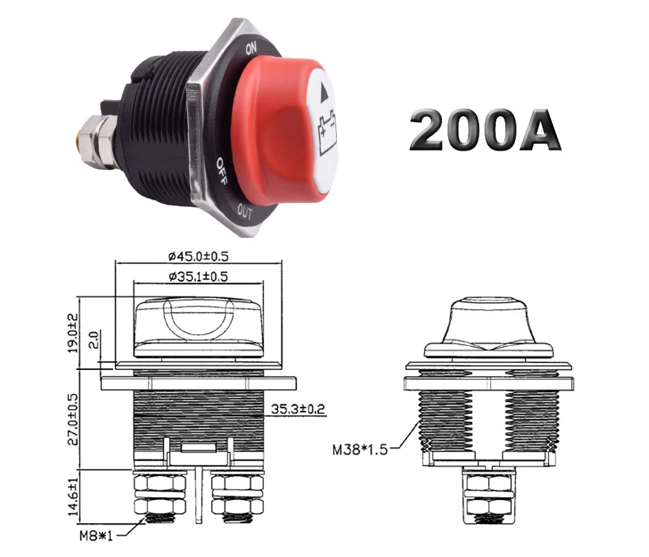 50A 100A 200A 300A Car Battery Disconnect Cut Off Kill Switch Rotary 12V 24V DC Power Isolator Auto Motorcycle Boat Accessories