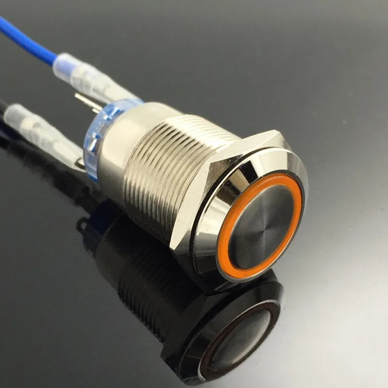 1PCS 12MM with LED 3V 5V 12V 24V 220V Metal Button Switch Momentary push button auto reset waterproof illuminated Red Blue Green