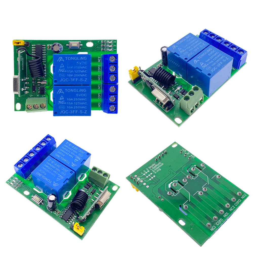 433Mhz RF Remote Control Wireless Switch DC 5V 12V 1CH 2 Way Relay Receiver and 2CH Transmitter For Door Electromagnetic Lock