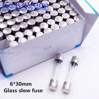 100Pcs/Box 250V 6x30 T0.5A T500MA T1A T2A T3A T4A T5A T6A T8A T10A T15A T20A T30A 6*30mm Slow Glass Fuse Insurance Tube