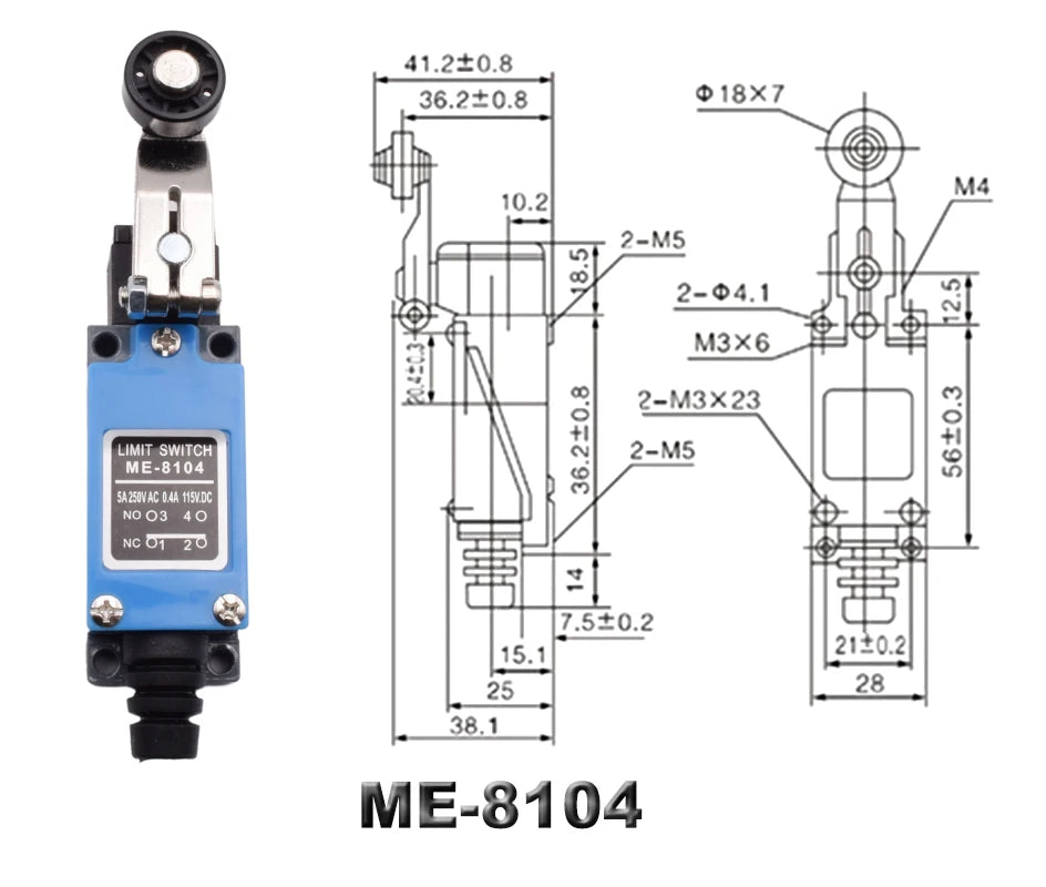 CNC Momentary Limit Switch ME 8104 8108 8111 8122 9101 5A/220V Rotary Roller Lever Sealed Industrial Machine Limit Switch
