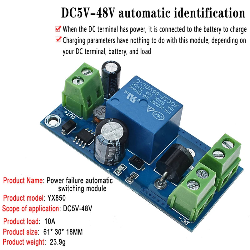 YX850 Power failure automatic switching standby battery lithium battery module 5V-48V universal emergency converter JY-850