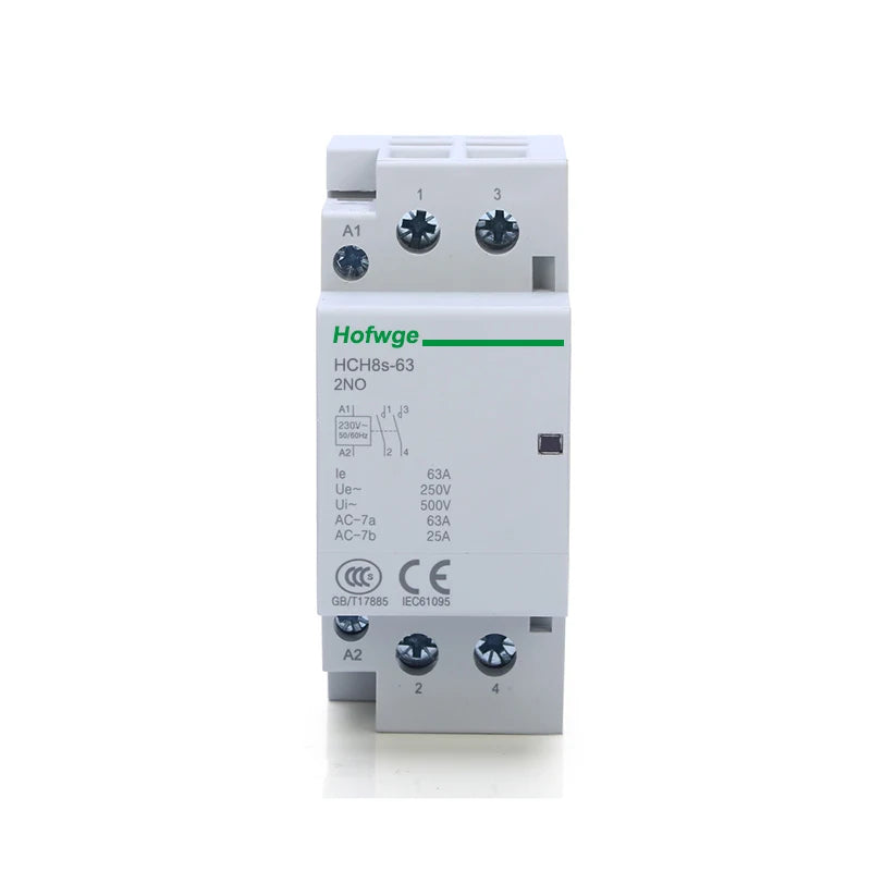 HCH8s-63 Household AC Contactor 2P 40A 63A 2NO 2NC  1NO1NC DC24V AC110V AC220V Automatic  Contactor Din Rail Type 50Hz 60Hz