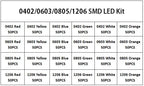 0402 0603 0805 1206 SMD LED Diode Sample Book Red/Green/Blue/White/Yellow/Orange