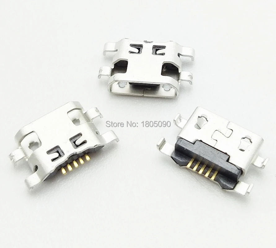 100pcs Micro USB Reverse Heavy Plate 1.2 Charging Port Connector for Lenovo A708t S890 / for Alcatel 7040N for HuaWei G7 G7-TL00