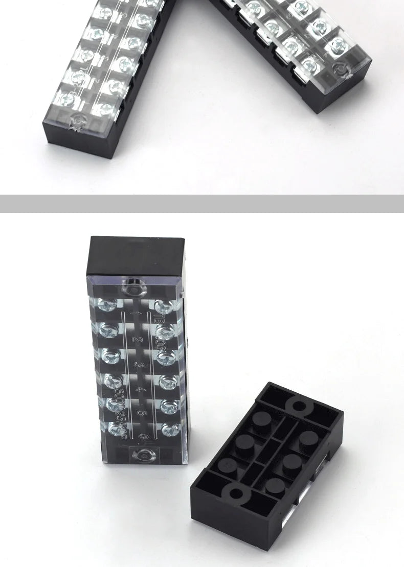 1Pcs Dual Row Barrier Screw Terminal Block Strip Wire Connector  600V 45A 3/4/6/10/12 Positions Optional