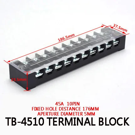 1Pcs Dual Row Barrier Screw Terminal Block Strip Wire Connector  600V 45A 3/4/6/10/12 Positions Optional