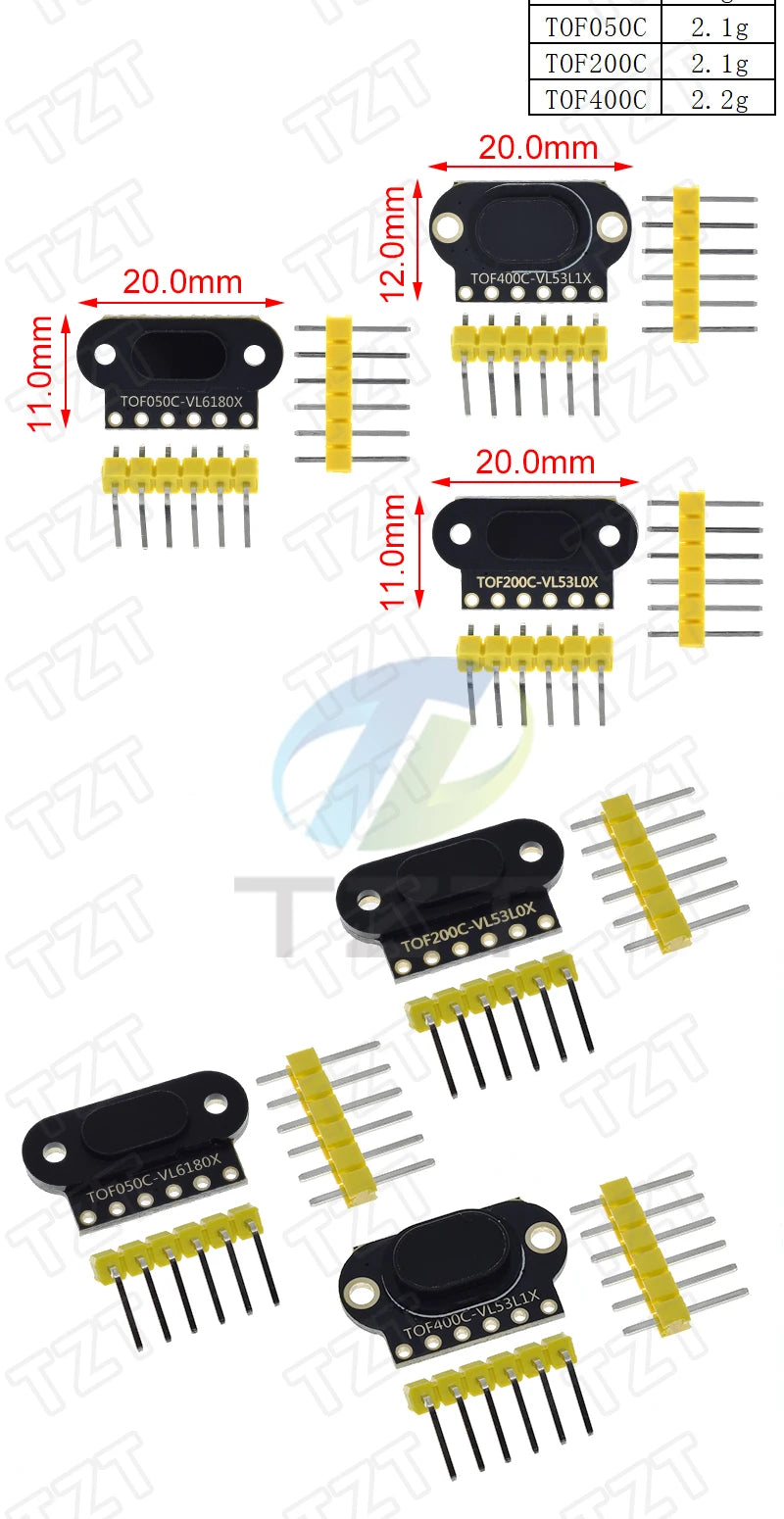 VL6180/VL53L0X/VL53L1X Time of Flight (ToF) Laser Ranging Sensor Module TOF050C TOF200C TOF400C 50CM/2M/4M IIC For Arduino STM32