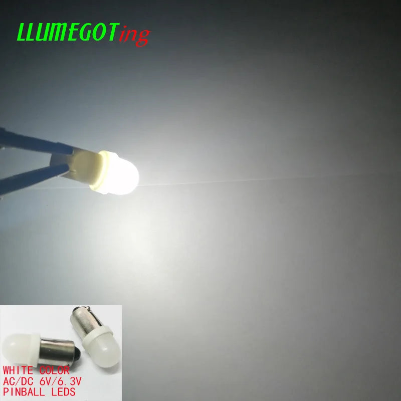 50pcs BA9S T4W #44 #47 Milk White Dome 2x 5630SMD Various Color Non Polarity AC DC 6V 6.3V Bally Pinball Game Machine Led Bulbs