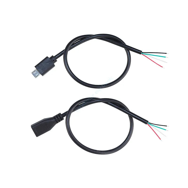 1pcs Micro USB 2.0 Female Jack Android Interface 4 Core 2 Core Male Female Power Data Charge Cable Cord Connector 30CM Cable