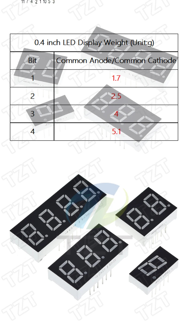 0.4 Inch Digital Tube LED Display 1Bit 2 Bit 3 Bit 4 Bit Clock Common Anode Cathode 0.4" 7 Segment Led DIY Red Board for arduino