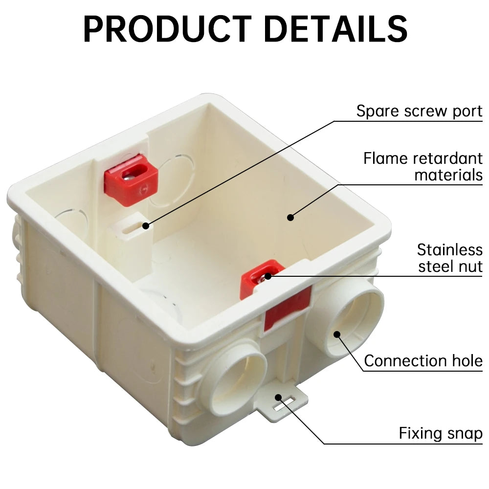 AMPCOM 86-type Wall Faceplate With Mounting Junction Box , Networking Telephone Socket Outlet Mount Panel For RJ45 RJ11 Module