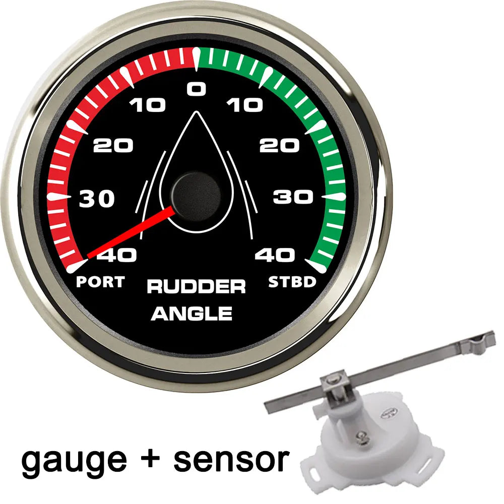 12V/24V STBD PORT Rudder Angle Meter 85mm Rudder Angle Indicator with 0-190 ohm Rudder Angle Sensor 7 Color Backlight Customized