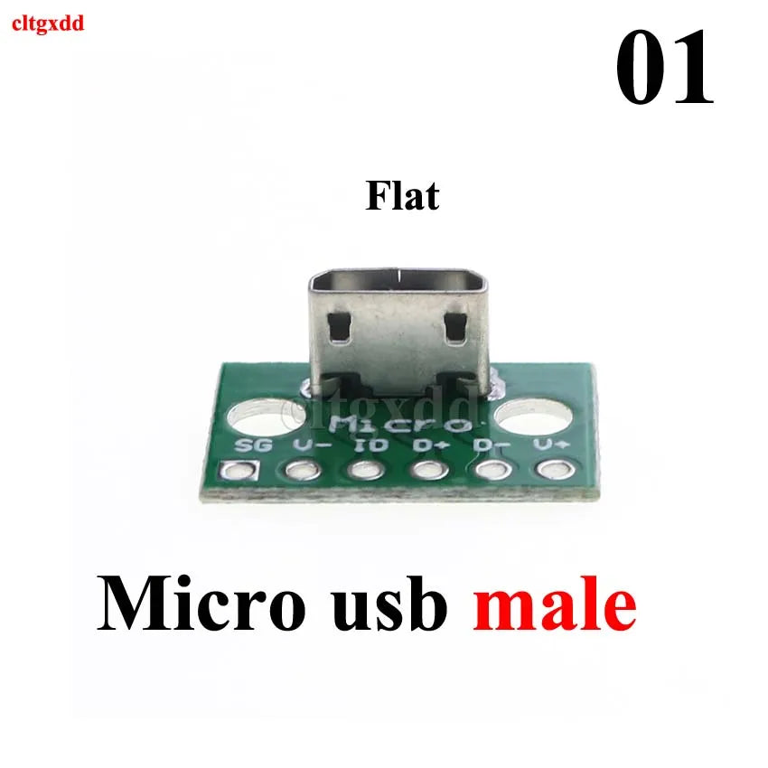 1pcs Micro Mini USB Type C USB 2.0 3.0 Male Female PCB Connector 90 Degree Data Charging Cable Jack Test Board with Pin Header