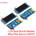 1.29 Inch OLED Module 1.29" 12864 Screen White 128X64 OLED LCD LED Display Module IIC SPI Interface CH1115 for Arduino