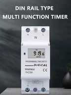 New Type Din Rail 2 Wire Weekly 7 Days Programmable Digital TIME SWITCH Relay Timer Control AC 220V 230V 12V 24V 48V 16A 30A