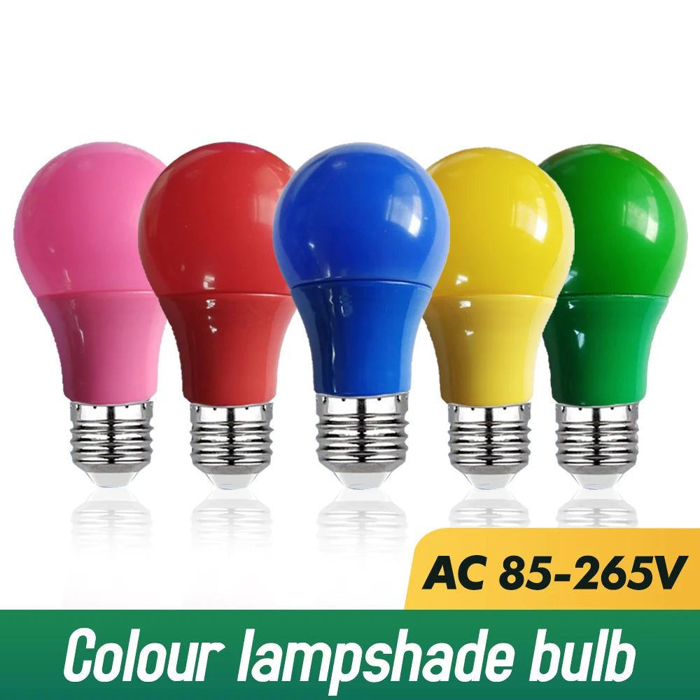 Colorful Led Light Bulb E27 3W 5W 7W 9W Lamp AC220V 110V Red Blue Green Yellow Pink Lamparas Lampara For Bar KTV Party Lights