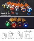 LANBOO LB16A Device Button Switch Chrome Plating/Aluminum Oxide Black/Optional 1NO1NC/5 Pin Latching/Momentary Optional