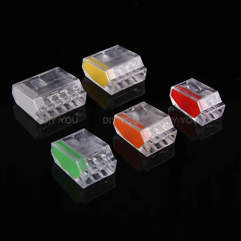 25/50/100Pcs 252/253/254/255 Fast Push-in Conductor Wiring Connector Terminal Block Compact Wire Connector 2/3/4/5Pin AWG18-12
