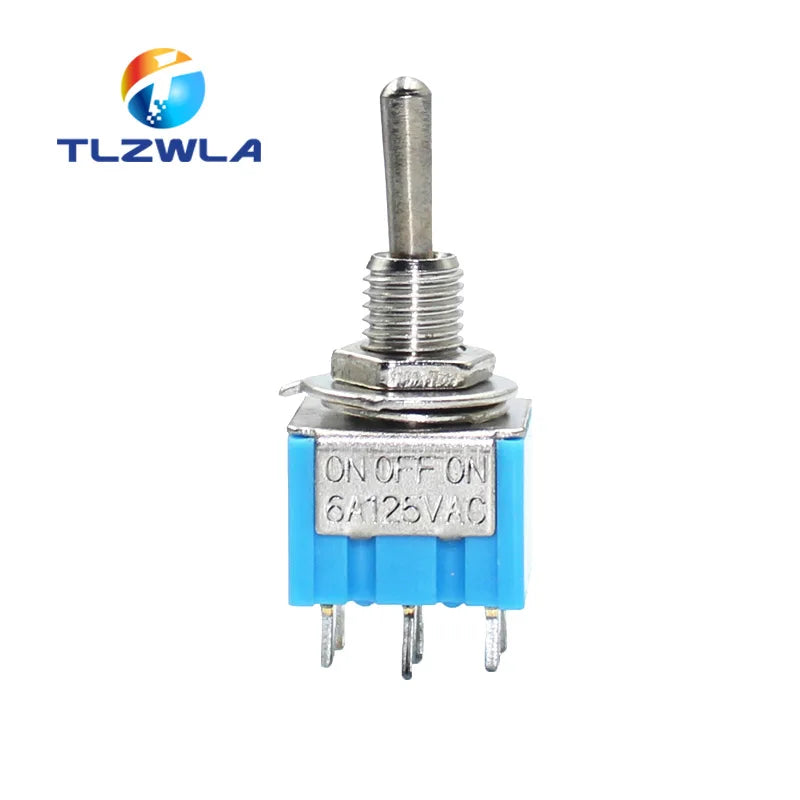 1PCS Blue 6-Pin DPDT ON-ON Mini MTS-203 6A125VAC Miniature Toggle Switches Button switch Dialing Single Power switches MTS203