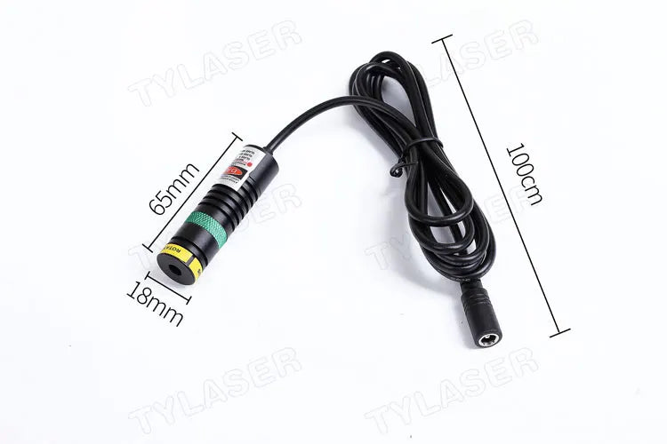 Focusable 18x65mm 520nm Green Dot Laser Module Diode for Heat Press Screen Printing Alignment Sawmill Wood Fabric Cutting Cutter
