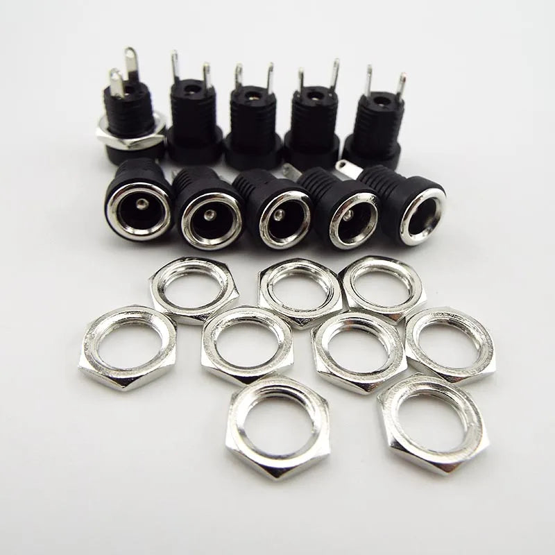 DC022B 5.5 X 2.1mm DC Power Jack Supply Socket Connector DC Female 2 Terminal 2 Pin Panel Mount Connector Plug Adapter 5.5*2.5