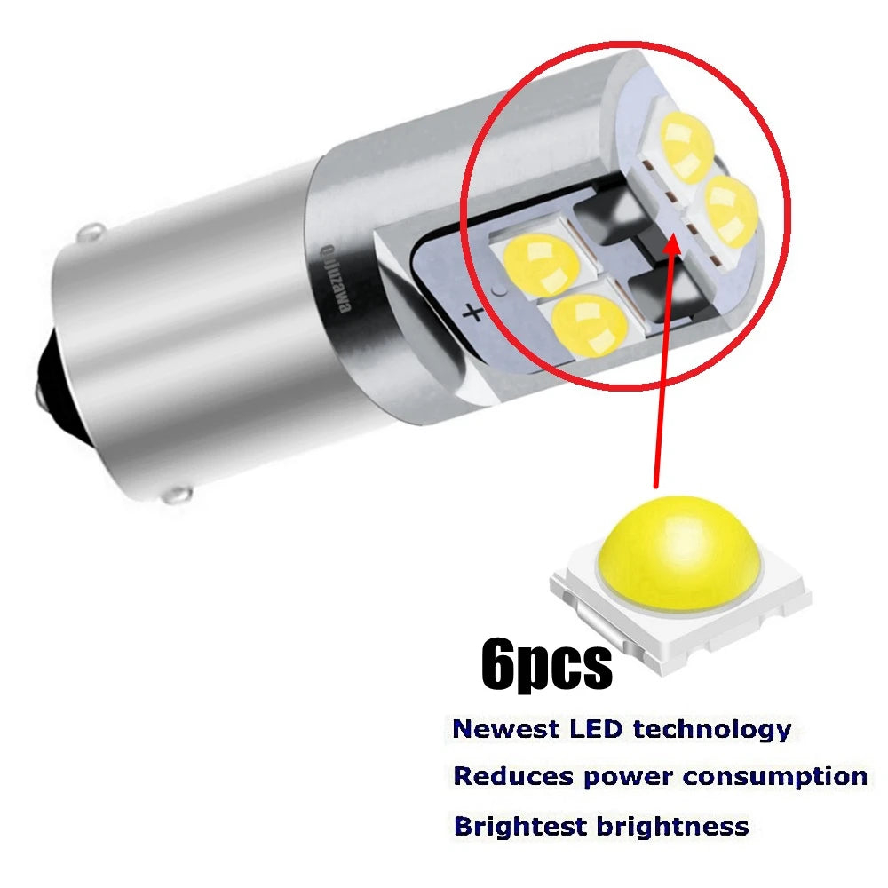 2PCS T11 233 H6W T4W BA9S BAX9S BAY9S LED Car Interior Reading Dome Lamp Auto Tail Side Bulb Parking Light License Plate Bulb