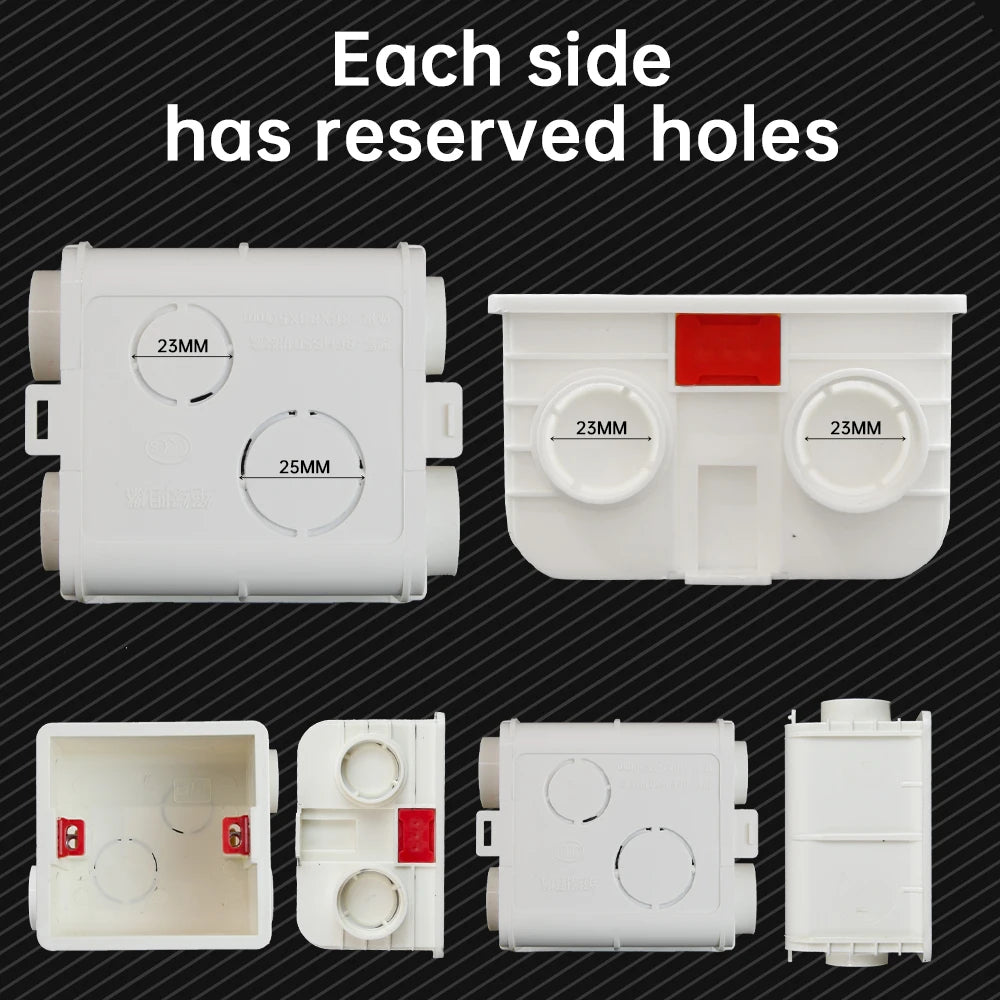 AMPCOM 86-type Wall Faceplate With Mounting Junction Box , Networking Telephone Socket Outlet Mount Panel For RJ45 RJ11 Module