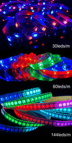 DC5V WS2812B 5m/Roll 30/60/144leds/m Black/White PCB IP30/IP65/IP67 5050RGB Individually Addressable Smart led pixel strip light