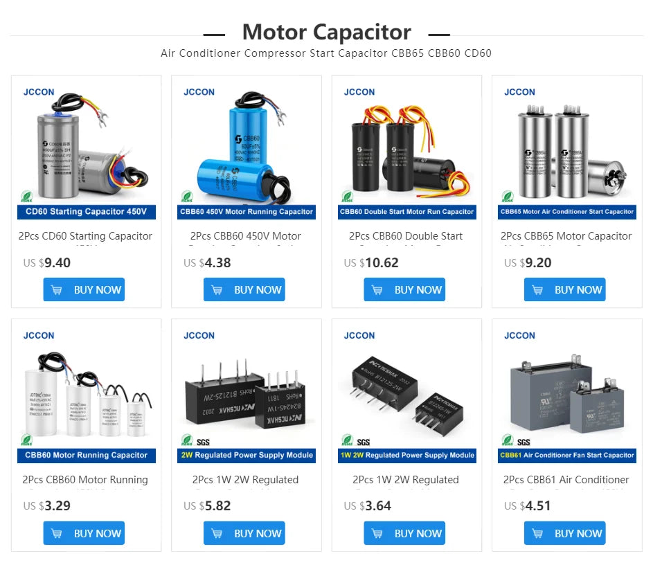 2Pcs CBB65 Motor Capacitor Air Conditioner Compressor Start Capacitor 450V AC 5UF 6UF 15uF 20uF 25uF 30uF 35uF 40uF 45uF 50uF