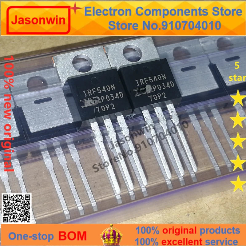 Jasonwin 100% new original 10-50 units/lot MOSFET IRF540NPBF IRF540N TO-220 33A 100V Power Transistor