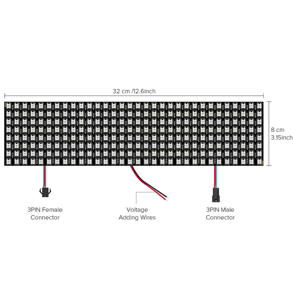 1-10Pcs WS2812B RGB Flexible 16x16 8x32 256Leds Pixel Panel Matrix Screen Led Module WS2812 IC ECO Individually Addressable DC5V